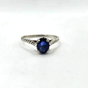 Blue Kyanite Rhodium Over Sterling Silver Solitaire Ring 1.00ct